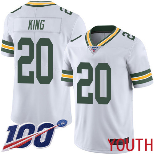 Green Bay Packers Limited White Youth #20 King Kevin Road Jersey Nike NFL 100th Season Vapor Untouchable